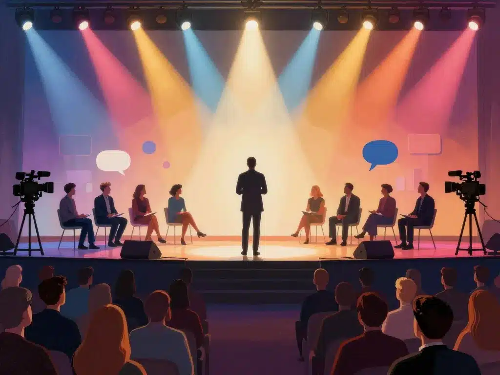 Scène cercle des économistes événement public débat forum