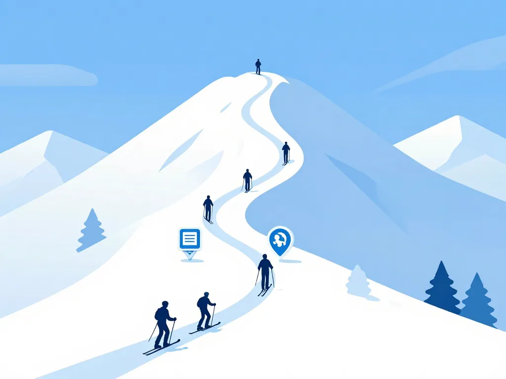 comment devenir moniteur de ski, étapes clés illustrées sur une montagne