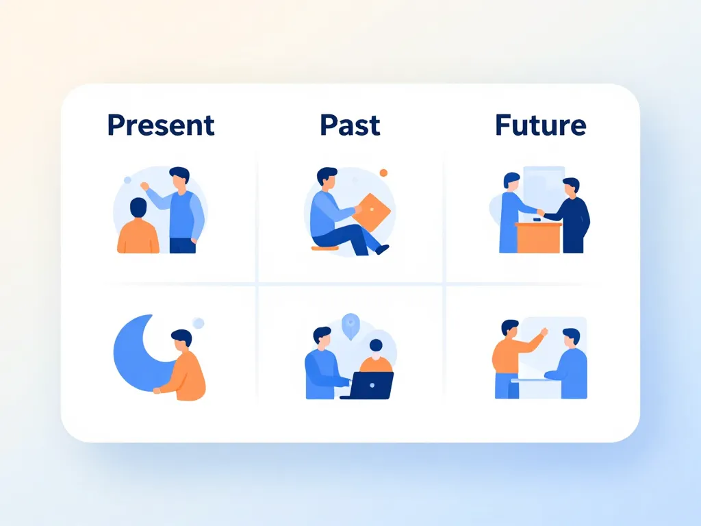 schéma la valeur des temps tableau conjugaison présent passé futur