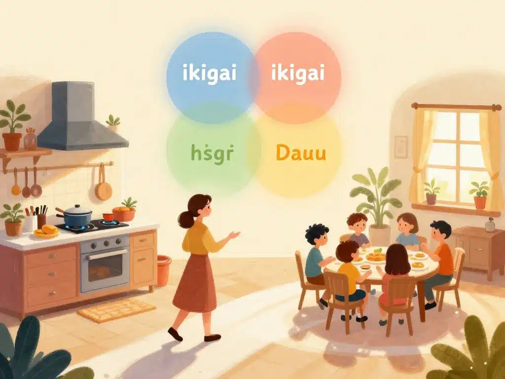 ikigai exemple illustration femme reconversion cuisine