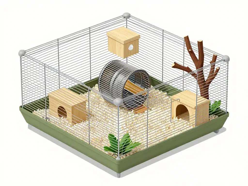 lamster cage aménagée roue tunnels accessoires