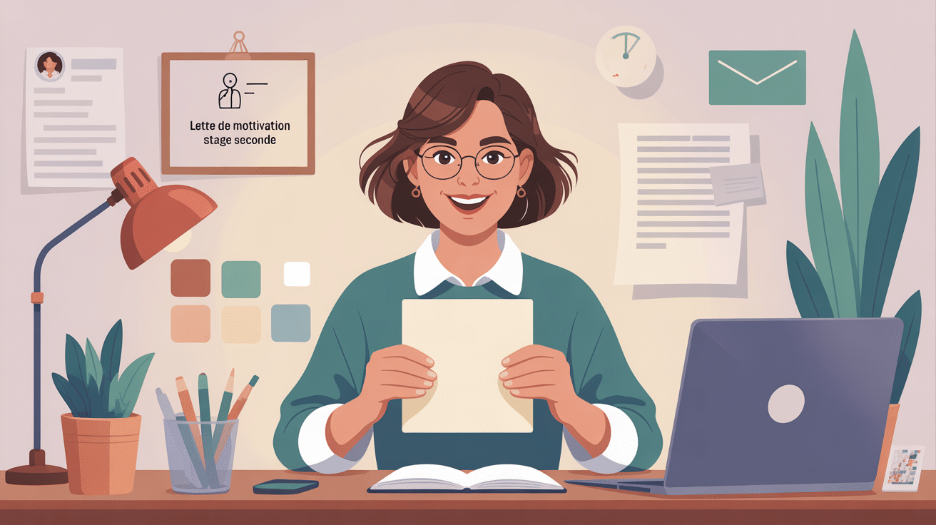 illustration élève lettre de motivation stage seconde moderne vectoriel