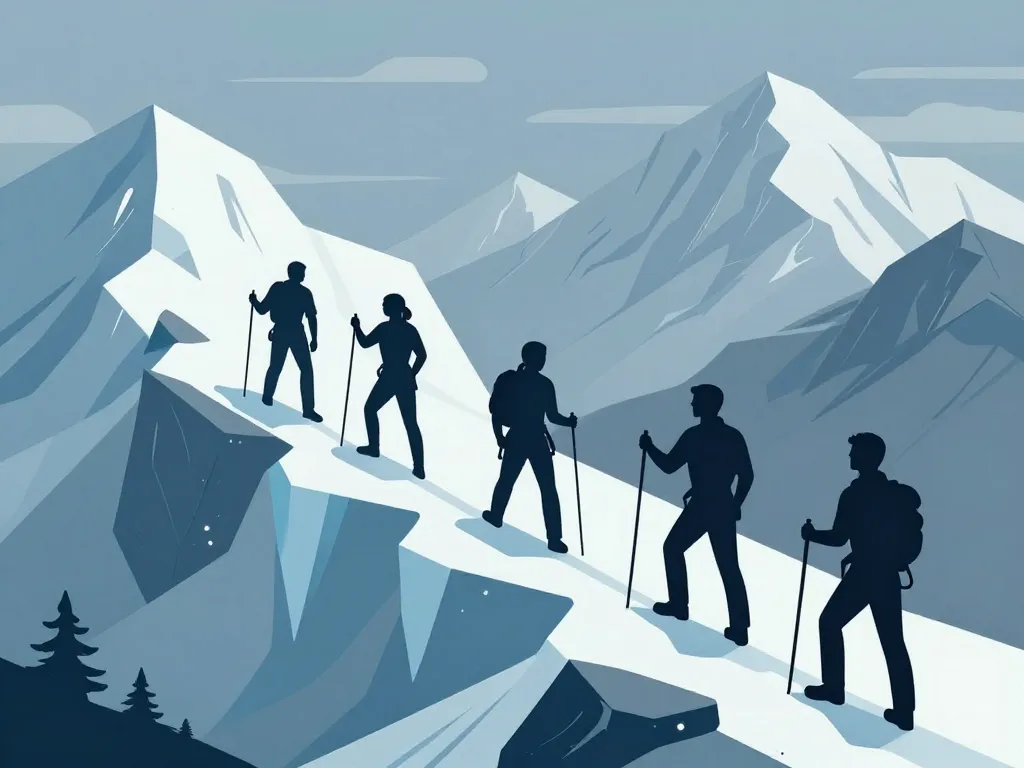 scène guides de haute montagne encadrant alpinistes