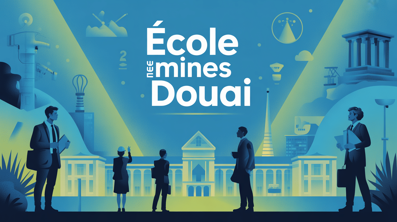 ecole des mines de douai illustration moderne symboles ingénierie