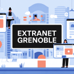 Extranet Grenoble silhouettes sur écrans numériques