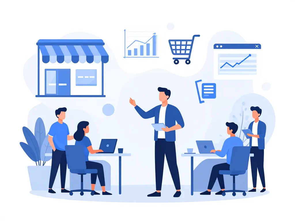 Formateur e commerce guide groupe digital illustration