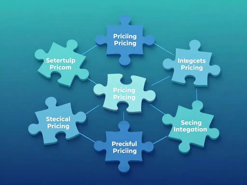 Illustration intégration et tarifs GoHighLevel sous forme de puzzle