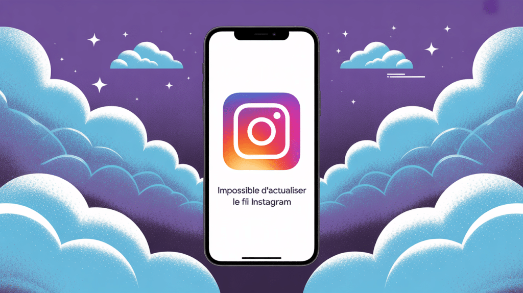 illustration impossible d actualiser le fil instagram smartphone bloque