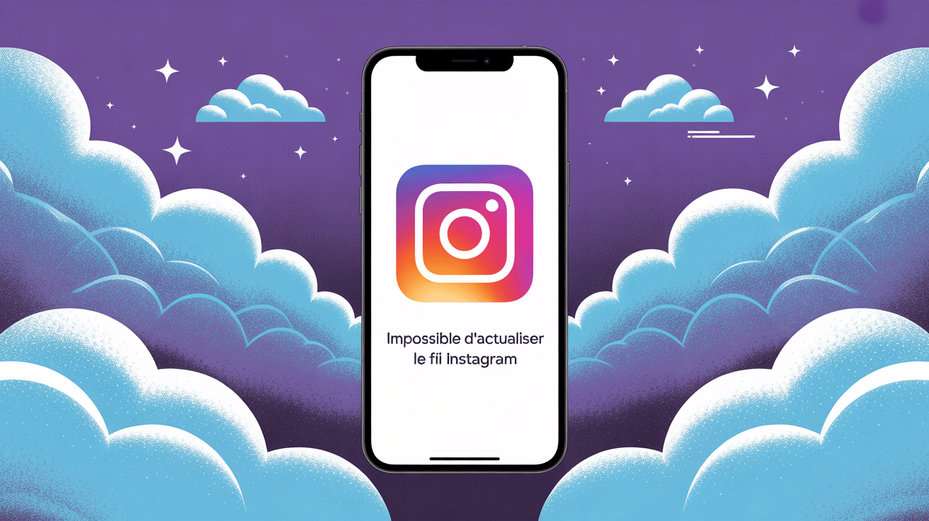 illustration impossible d actualiser le fil instagram smartphone bloque