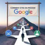 comment être en premier sur google, illustration SEO montagne