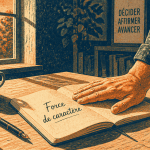Avoir du caractère, main sur carnet, bureau