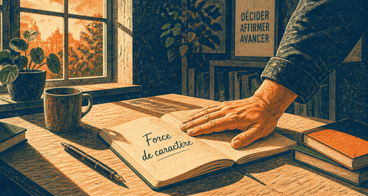 Avoir du caractère, main sur carnet, bureau