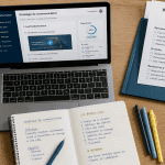 BTS communication à distance, bureau d’étudiant avec ordinateur et checklist