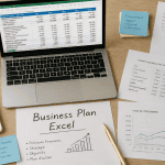 business plan excel sur bureau avec tableau financier