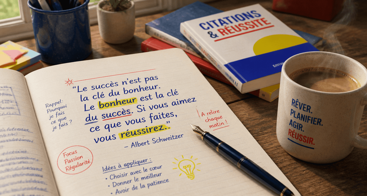 citation sur la réussite carnet manuscrit