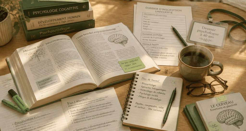 devenir psychologue à 40 ans bureau et manuels