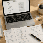 Bureau avec outils formation en rédaction