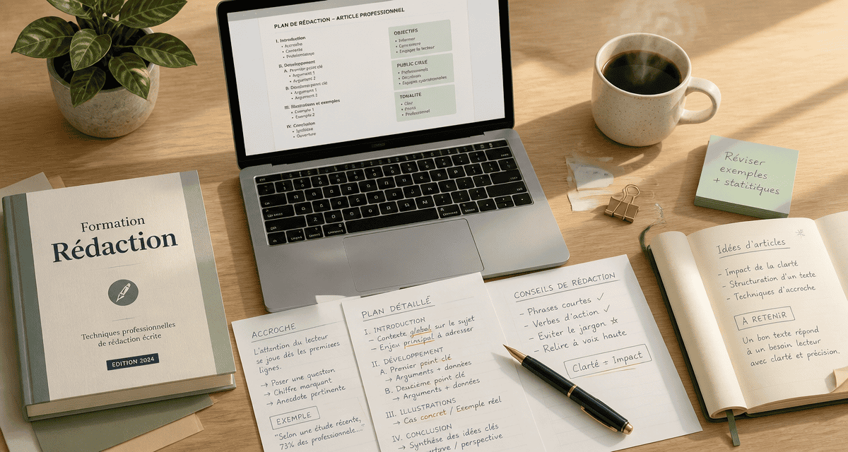 Bureau avec outils formation en rédaction