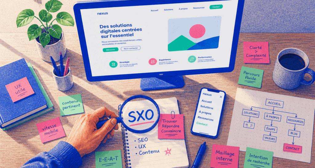 seo ux ordinateur carnet sxo