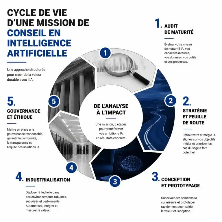 Schéma du processus de conseil en intelligence artificielle pour les entreprises