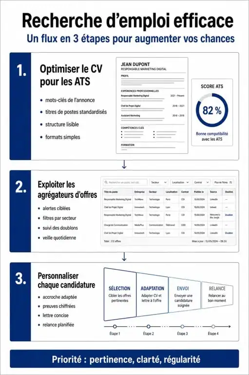 Infographie sur les stratégies pour trouver les meilleurs jobs et optimiser ses candidatures