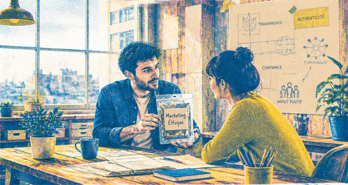 Éthique et marketing en action dans un bureau moderne