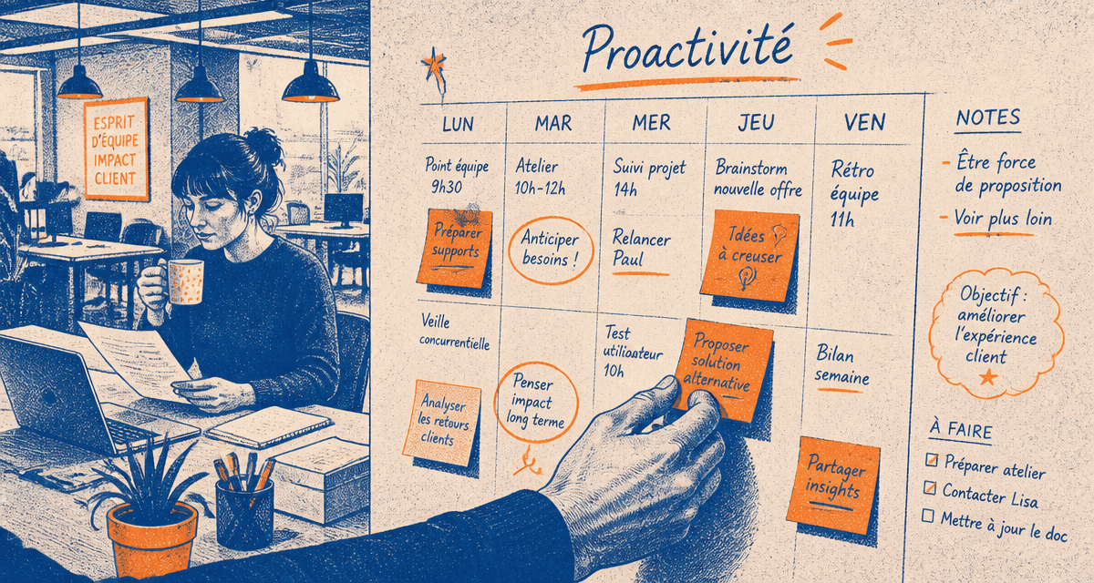 Etre proactif post-it planning open space