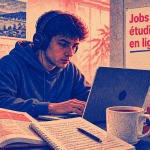 job étudiant en ligne étudiant casque ordinateur