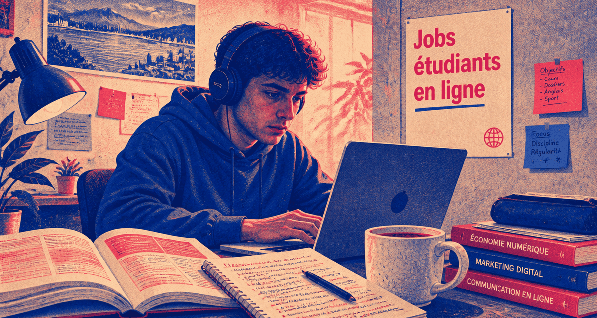 job étudiant en ligne étudiant casque ordinateur