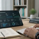Webmarketing freelance : dashboard SEO SEA CRO sur tablette