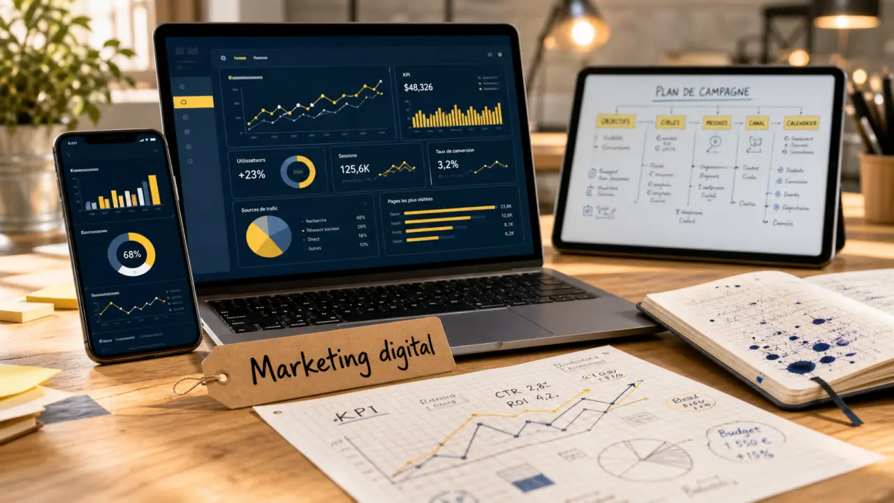 C quoi le marketing digital : bureau, KPI et conversions