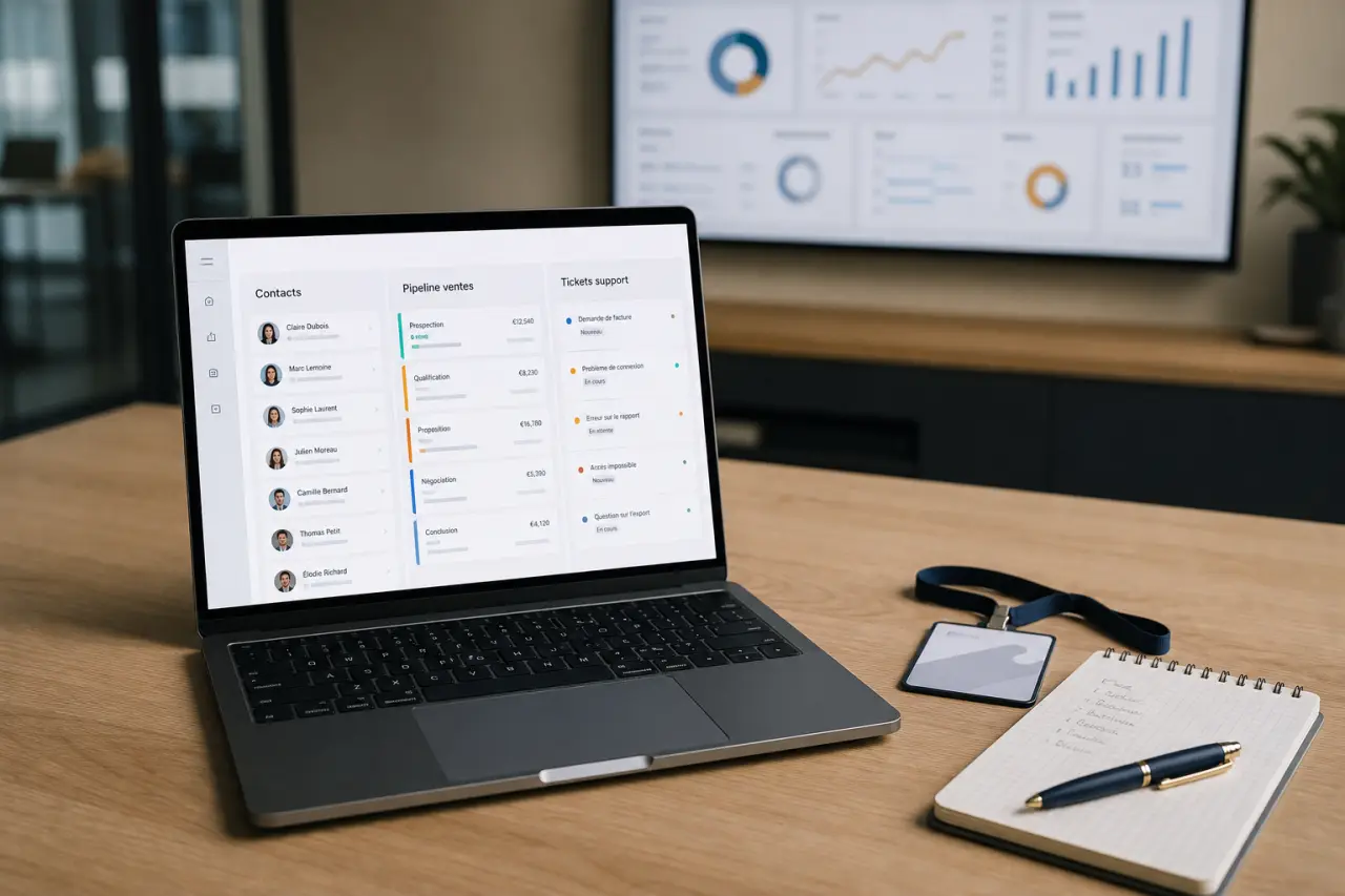 HubSpot c est quoi : CRM centralisé marketing, ventes et support sur ordinateur
