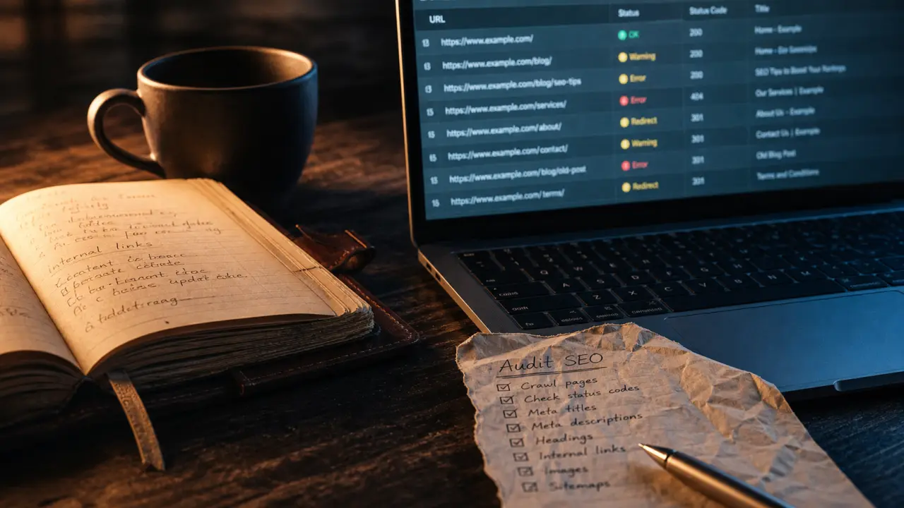 Outils audit seo : checklist crawl seo sur capture d’écran