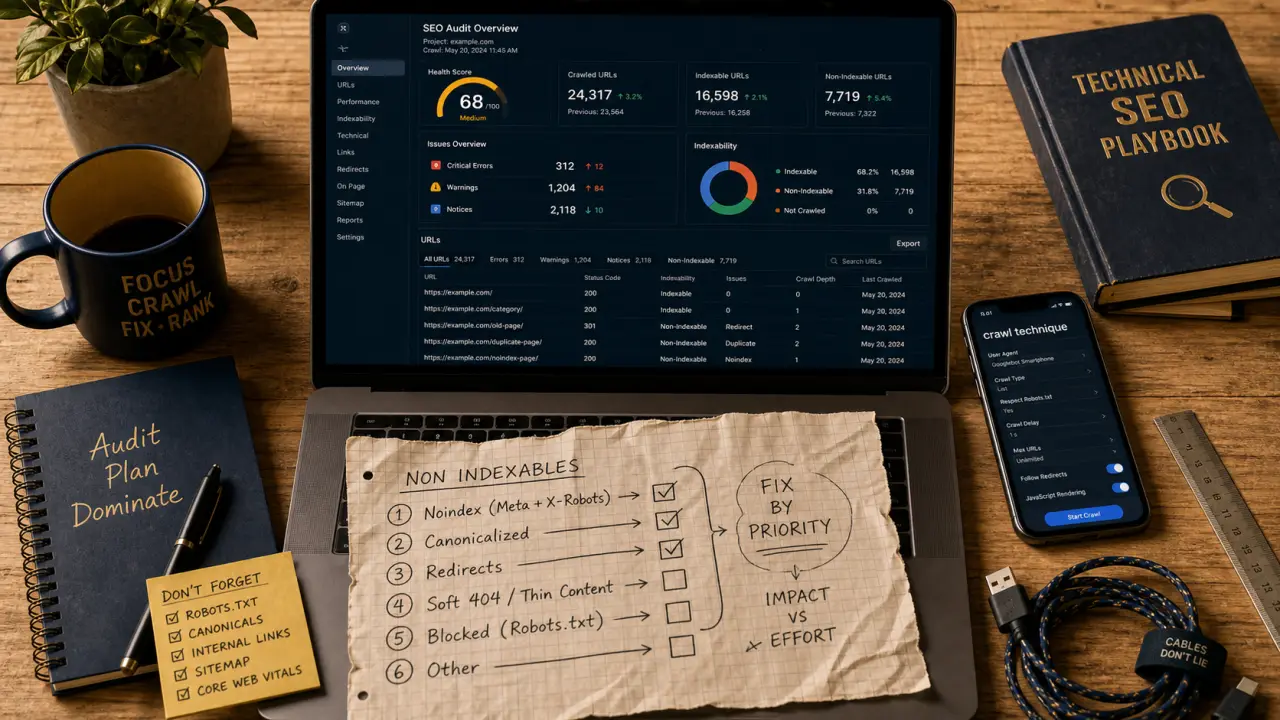 Outils audit seo : tableau de bord d’audit SEO technique