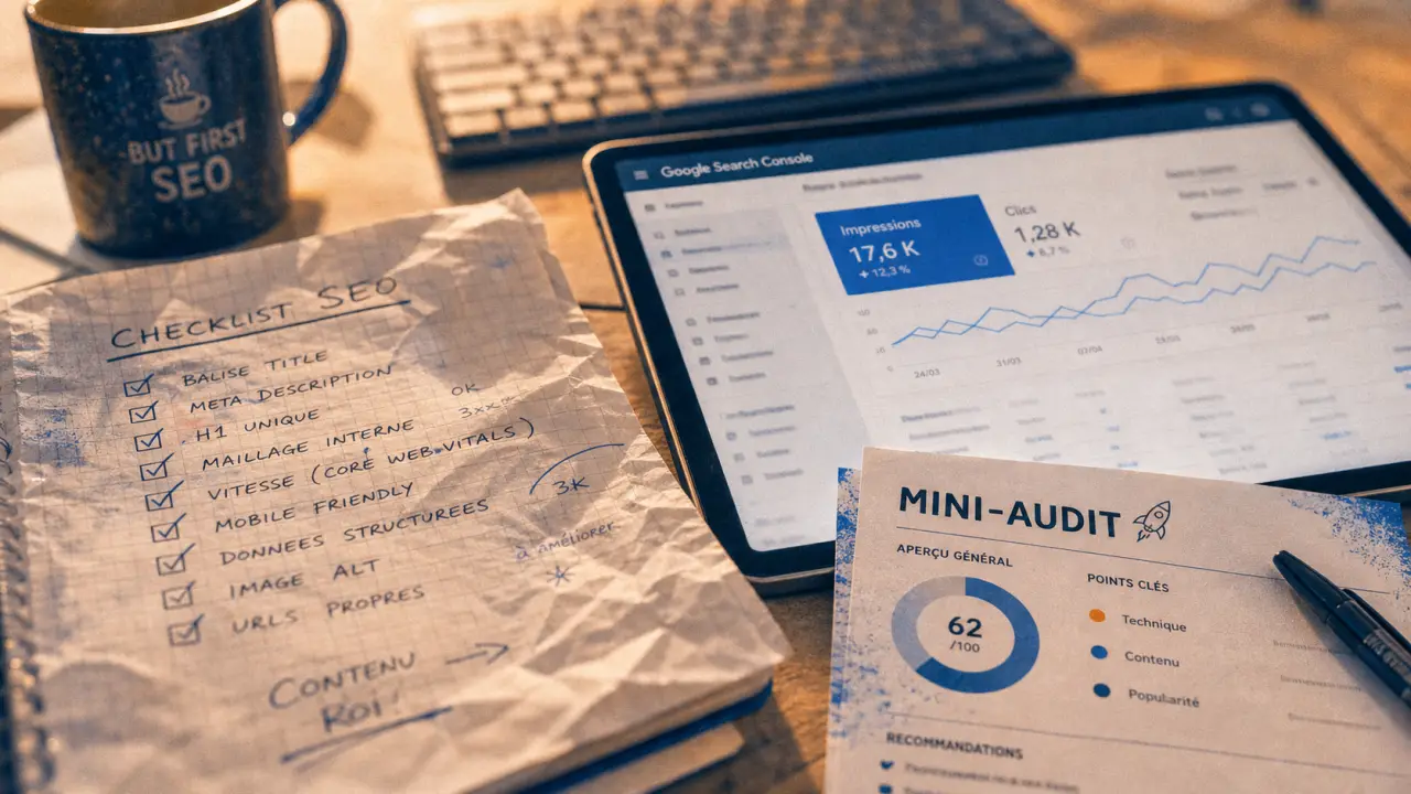 SEO formation gratuite : outils et validation des acquis (carnet checklist, Search Console)