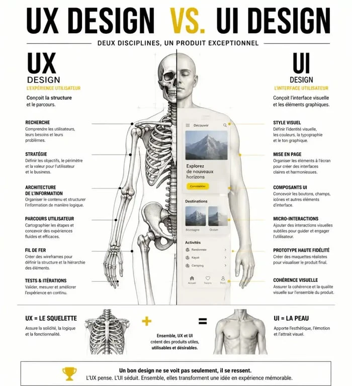 Infographie comparative entre UX Design et UI Design