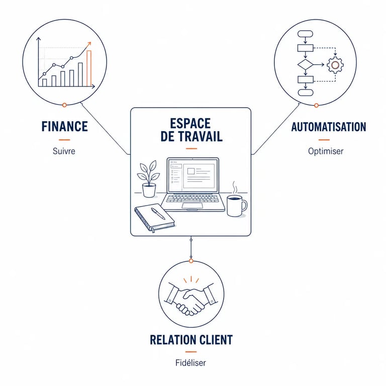 Infographie de l'écosystème des meilleures ressources business pour entrepreneurs et indépendants