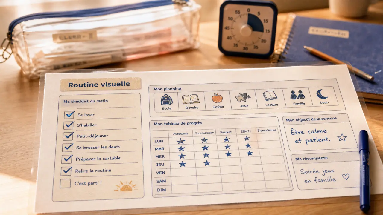 tdah outils pédagogiques pdf : routine visuelle à imprimer
