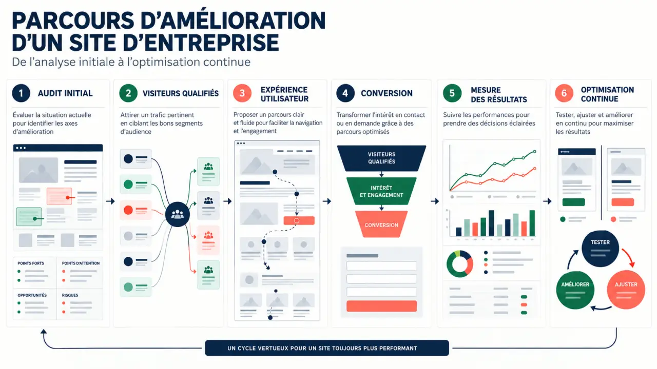 Pourquoi une agence web peut booster la visibilité et les conversions d’une entreprise grâce à un parcours reliant audit, acquisition, UX et mesure