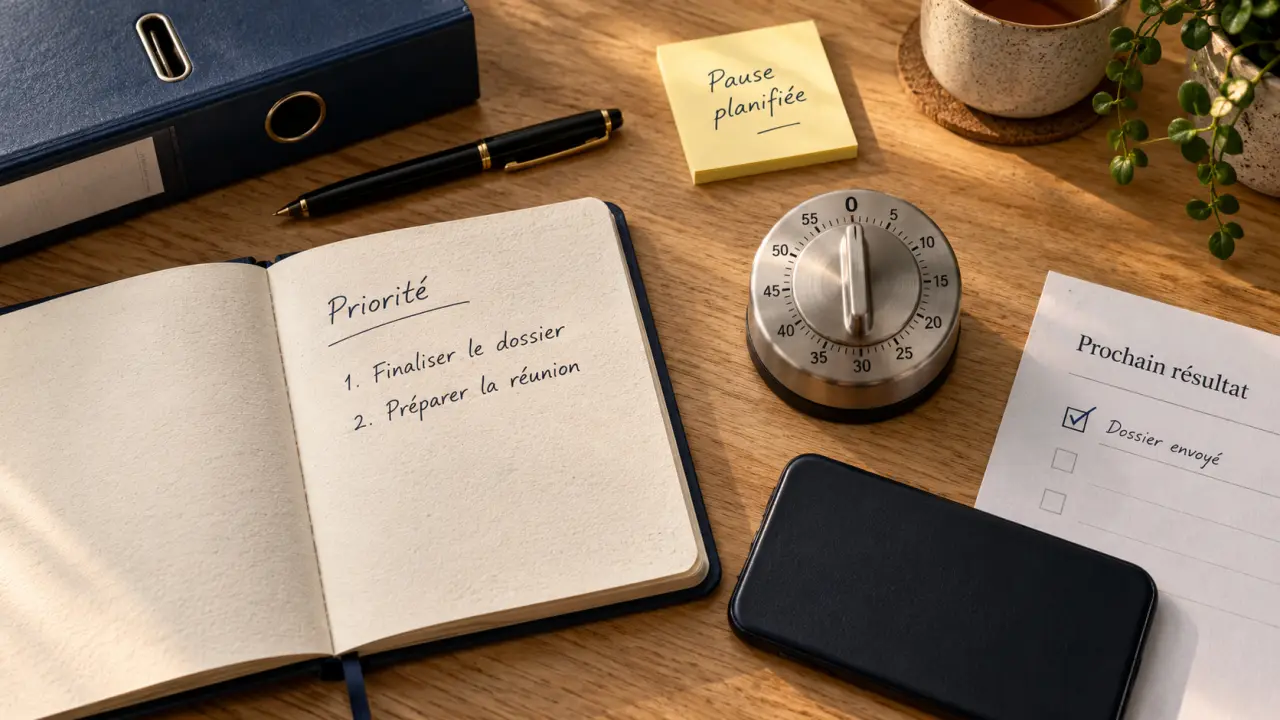 Productivité personnelle : carnet priorités et minuteur